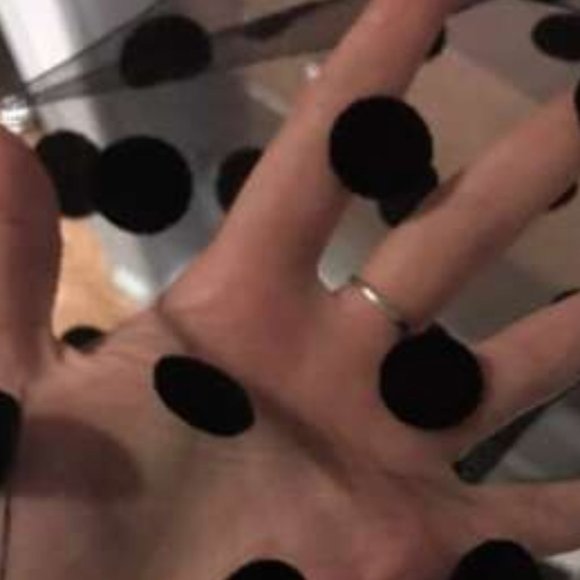 Womens Polka Dot Mesh Sleeve Top BLACK S M L XL - Picture 9 of 9